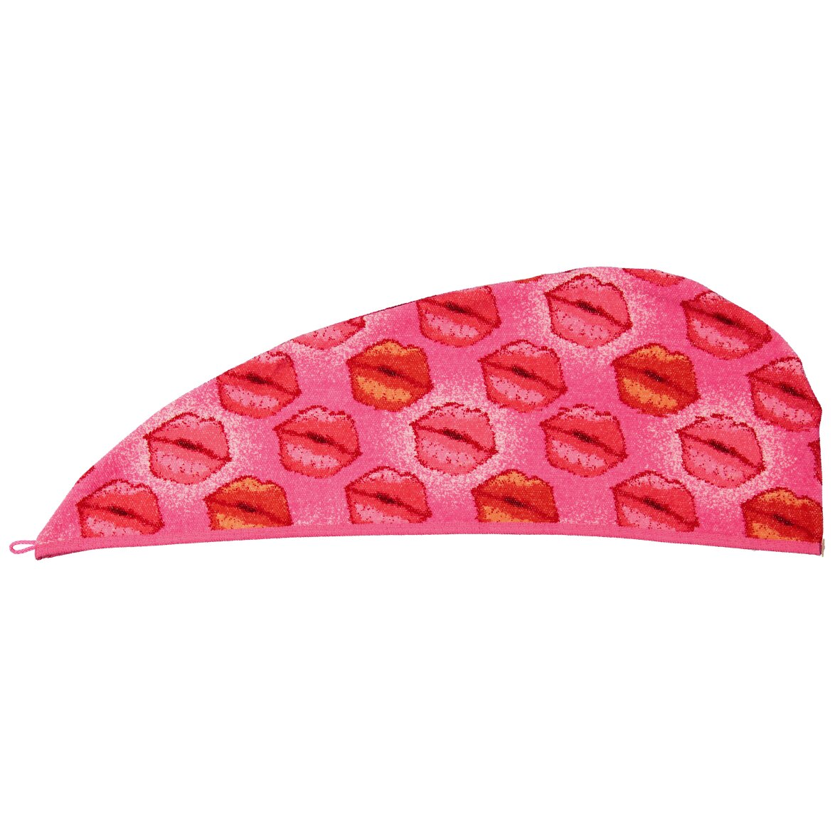 Pinkes Haarhandtuch mit Lippen – Luxuriöser FEILER Handtuch-Turban der Kollektion KISS ME LEGEWARE aus Original FEILER-Chenille, Made in Germany.