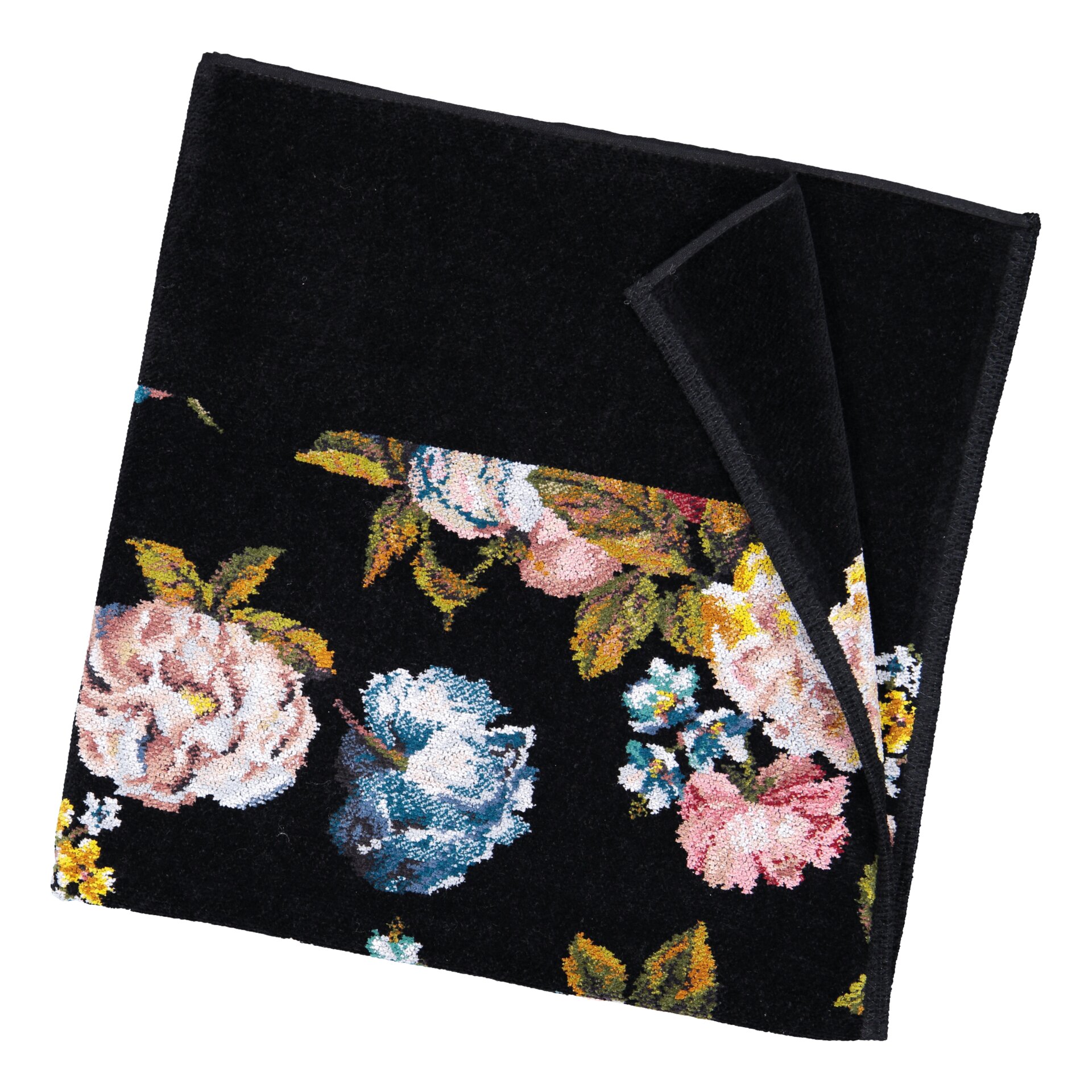 ROSE Chenille Duschtuch 75 × 150 cm Schwarz – Luxuriöses FEILER Duschtuch aus Original FEILER-Chenille, Made in Germany.