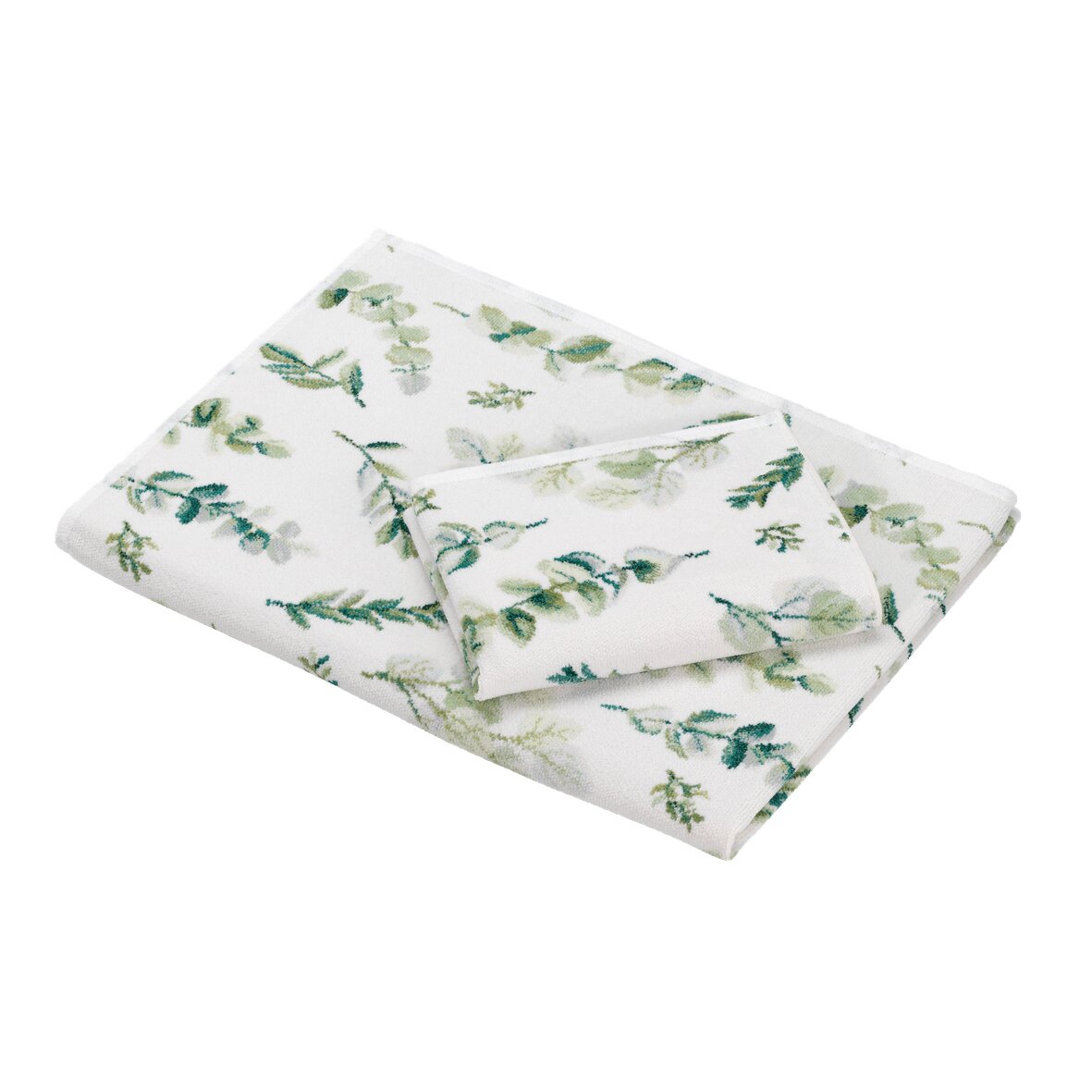 Chenille-Handtuch mit Blattmuster, grün – Luxuriöses FEILER Handtuch der Kollektion GENTLE LEAVES LEGEWARE aus Original FEILER-Chenille, Made in Germany.
