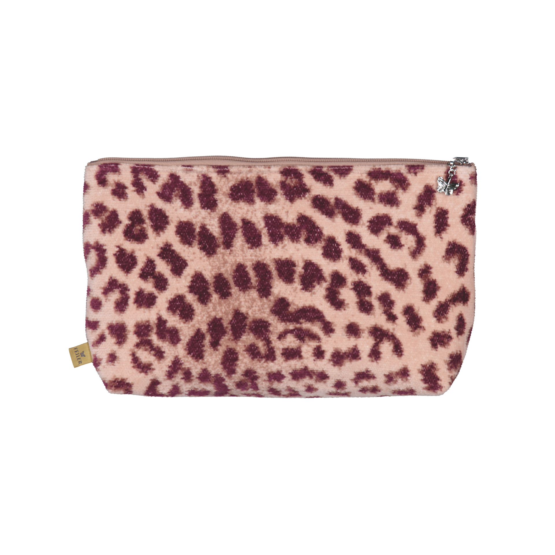 Luxury FEILER toiletry bag WILD, 19 x 10 cm, made from Original FEILER chenille, Made in Germany.