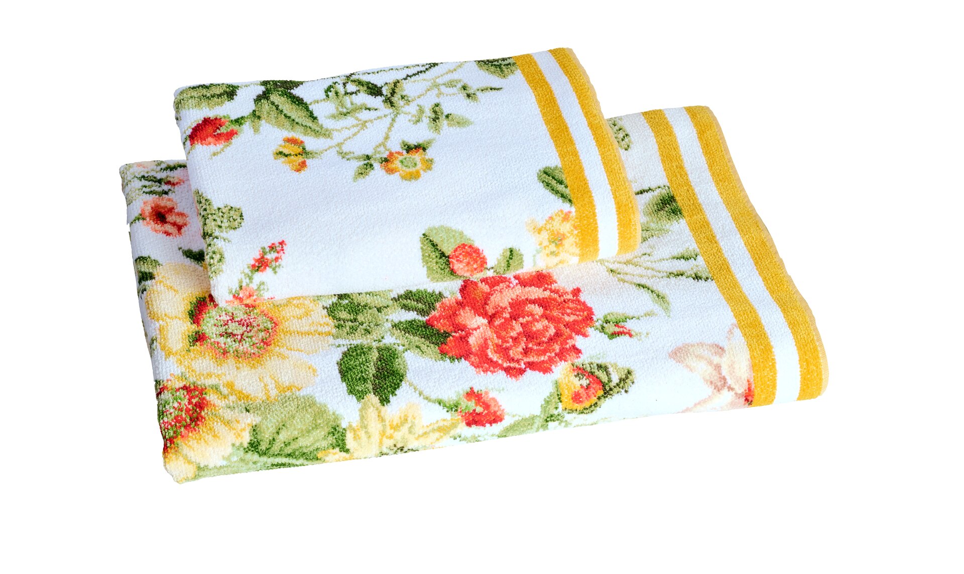 Elegantes Blumenhandtuch-Set von FEILER – Luxuriöses FEILER Handtuch der Kollektion LUZIE LEGEWARE aus Original FEILER-Chenille, Made in Germany.