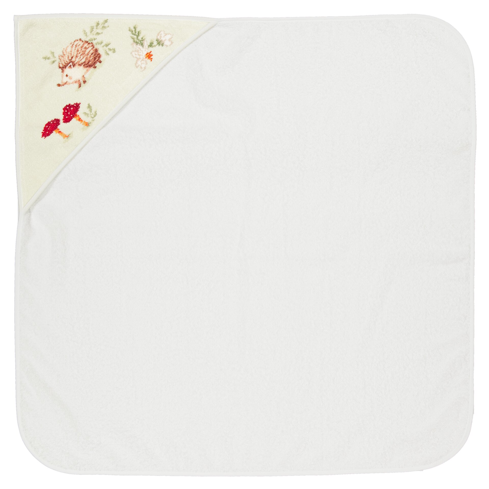 FOREST Chenille Badetuch mit Kapuze 80 × 80 cm Weiß – Luxuriöses FEILER Badetuch aus Original FEILER-Chenille, Made in Germany.